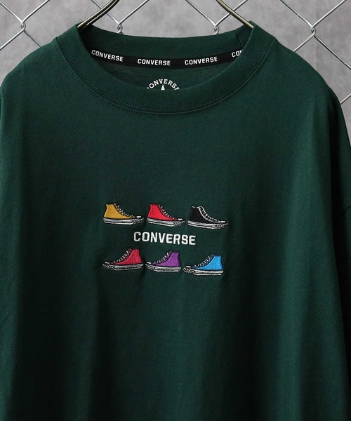 CONVERSE（コンバース）の「【CONVERSE】SIXシューズ刺繍＆発砲Ｔシャツ（Tシャツ/カットソー・メンズ・サックスブルー/グレー/ホワイト×ホワイト/ブラック×ホワイト/オリーブ/ホワイト/ブラック×グレー/ブラック・XL/L/M）」の14枚目の写真