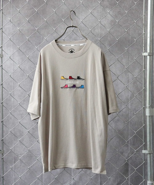 CONVERSE（コンバース）の「【CONVERSE】SIXシューズ刺繍＆発砲Ｔシャツ（Tシャツ/カットソー・メンズ・サックスブルー/グレー/ホワイト×ホワイト/ブラック×ホワイト/オリーブ/ホワイト/ブラック×グレー/ブラック・XL/L/M）」の16枚目の写真