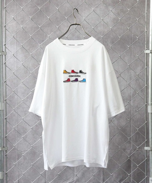 CONVERSE（コンバース）の「【CONVERSE】SIXシューズ刺繍＆発砲Ｔシャツ（Tシャツ/カットソー・メンズ・サックスブルー/グレー/ホワイト×ホワイト/ブラック×ホワイト/オリーブ/ホワイト/ブラック×グレー/ブラック・XL/L/M）」の19枚目の写真
