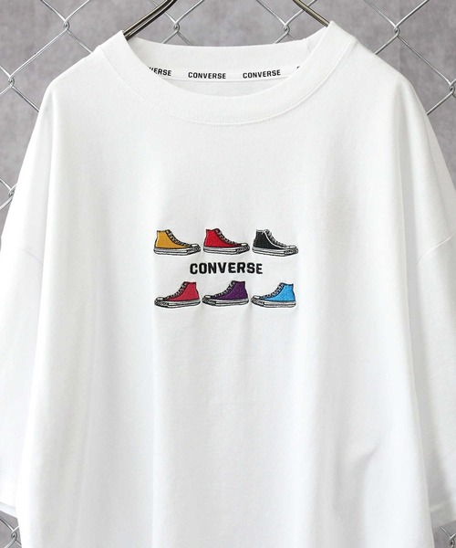 CONVERSE（コンバース）の「【CONVERSE】SIXシューズ刺繍＆発砲Ｔシャツ（Tシャツ/カットソー・メンズ・サックスブルー/グレー/ホワイト×ホワイト/ブラック×ホワイト/オリーブ/ホワイト/ブラック×グレー/ブラック・XL/L/M）」の20枚目の写真