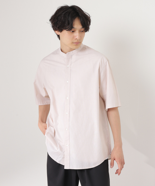 JOURNAL STANDARD relume（ジャーナルスタンダード　レリューム）の「END ON END COTTON バンドカラー半袖シャツ（シャツ/ブラウス・メンズ・ホワイト/ライトグレー/ベージュ/ブルー・MEDIUM/LARGE）」の3枚目の写真
