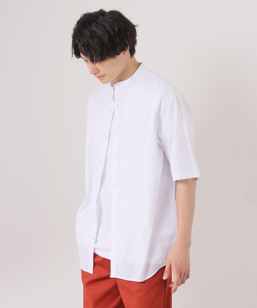 JOURNAL STANDARD relume（ジャーナルスタンダード　レリューム）の「END ON END COTTON バンドカラー半袖シャツ（シャツ/ブラウス・メンズ・ホワイト/ライトグレー/ベージュ/ブルー・MEDIUM/LARGE）」の14枚目の写真