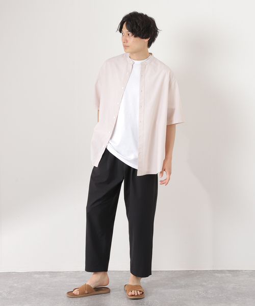 JOURNAL STANDARD relume（ジャーナルスタンダード　レリューム）の「END ON END COTTON バンドカラー半袖シャツ（シャツ/ブラウス・メンズ・ホワイト/ライトグレー/ベージュ/ブルー・MEDIUM/LARGE）」の15枚目の写真