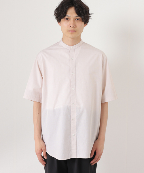 JOURNAL STANDARD relume（ジャーナルスタンダード　レリューム）の「END ON END COTTON バンドカラー半袖シャツ（シャツ/ブラウス・メンズ・ホワイト/ライトグレー/ベージュ/ブルー・MEDIUM/LARGE）」の16枚目の写真