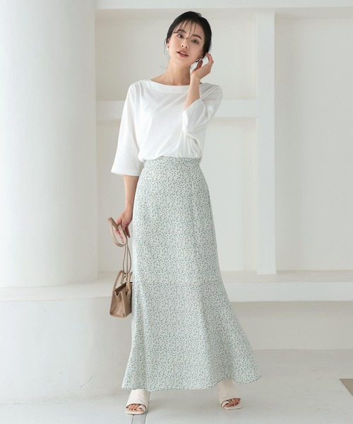 KOBE LETTUCE（コウベレタス）の「小花柄フレアスカート（スカート・レディース・アイボリー/ブラック・FREE）」の4枚目の写真