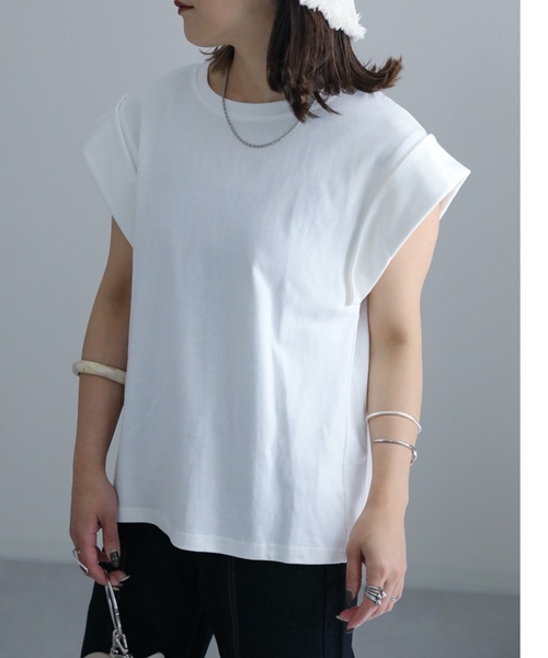 ap retro(アプレトロ)の「ショルダータックTEEシャツ(Tシャツ/カットソー・レディース・ホワイト/ブラック/ベージュ・FREE)」の8枚目の写真