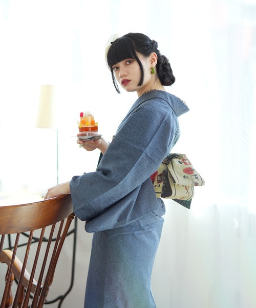 アデリアレトロ×ニコアンティーク】デニム着物・帯セット（着物