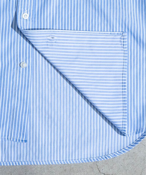 JOHN'S CLOSET（ジョンズクローゼット）の「【i】ブロードストライプワッペンビッグサイズシャツ（シャツ/ブラウス・メンズ・ブラック/サックスブルー/パープル・MEDIUM/LARGE/X-LARGE）」の9枚目の写真