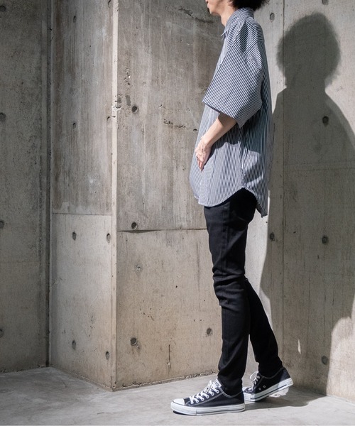 JOHN'S CLOSET（ジョンズクローゼット）の「【i】ブロードストライプワッペンビッグサイズシャツ（シャツ/ブラウス・メンズ・ブラック/サックスブルー/パープル・MEDIUM/LARGE/X-LARGE）」の12枚目の写真