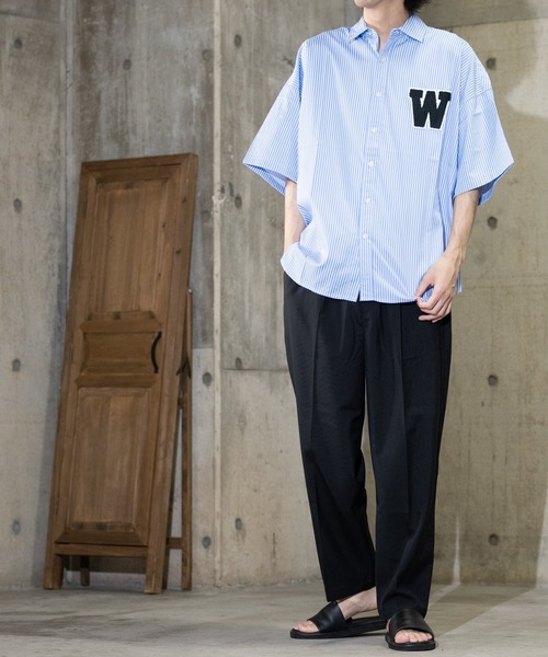 JOHN'S CLOSET（ジョンズクローゼット）の「【i】ブロードストライプワッペンビッグサイズシャツ（シャツ/ブラウス・メンズ・ブラック/サックスブルー/パープル・MEDIUM/LARGE/X-LARGE）」の15枚目の写真