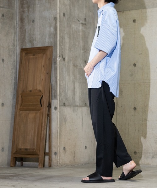 JOHN'S CLOSET（ジョンズクローゼット）の「【i】ブロードストライプワッペンビッグサイズシャツ（シャツ/ブラウス・メンズ・ブラック/サックスブルー/パープル・MEDIUM/LARGE/X-LARGE）」の16枚目の写真