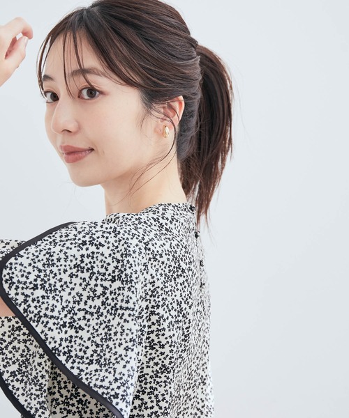 VIS（ビス）の「花柄＆無地スタンドネックパイピングスリーブブラウス（シャツ/ブラウス・レディース・ホワイト系その他/ブルー系その他/キナリ/ブラウン系その他2・FREE）」の17枚目の写真