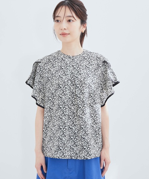 VIS（ビス）の「花柄＆無地スタンドネックパイピングスリーブブラウス（シャツ/ブラウス・レディース・ホワイト系その他/ブルー系その他/キナリ/ブラウン系その他2・FREE）」の19枚目の写真