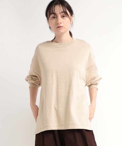 RNA-N（アールエヌエーエヌ）の「K2583 コットンヤーンオーバーサイズプルオーバー（ニット/セーター・レディース・オレンジ/グリーン/グレイッシュベージュ/キナリ・MEDIUM）」の2枚目の写真