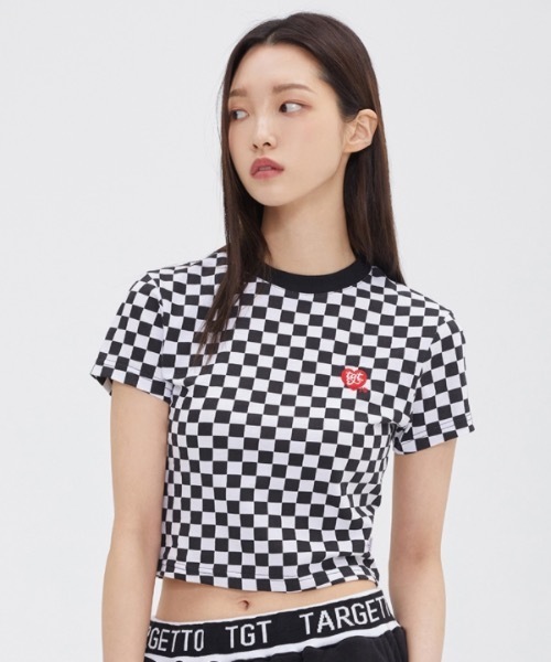 TARGETTO(ターゲット)の「【TARGETTO 】チェッカーボード スリムティーシャツ / CHECKERBOARD SLIM TEE SHIRT(Tシャツ/カットソー・レディース・ブラック/グリーン・1/2)」の20枚目の写真