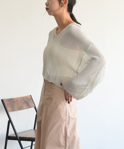 sango(sango)の「メッシュショート丈トップス(Tシャツ/カットソー・レディース・アイボリー/ベージュ系その他/パープル系その他・FREE)」の5枚目の写真