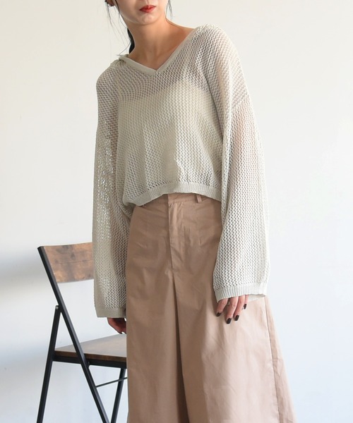 sango(sango)の「メッシュショート丈トップス(Tシャツ/カットソー・レディース・アイボリー/ベージュ系その他/パープル系その他・FREE)」の8枚目の写真