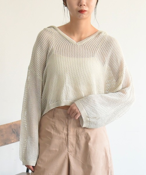 sango(sango)の「メッシュショート丈トップス(Tシャツ/カットソー・レディース・アイボリー/ベージュ系その他/パープル系その他・FREE)」の4枚目の写真