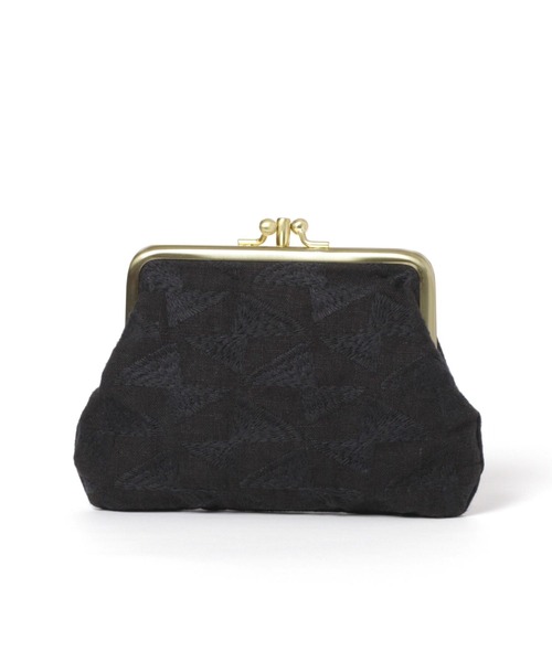 studio CLIP（スタディオクリップ）の「リネン刺繍がま口財布（財布・レディース・ブラック/グリーン/アイボリー・FREE）」の2枚目の写真