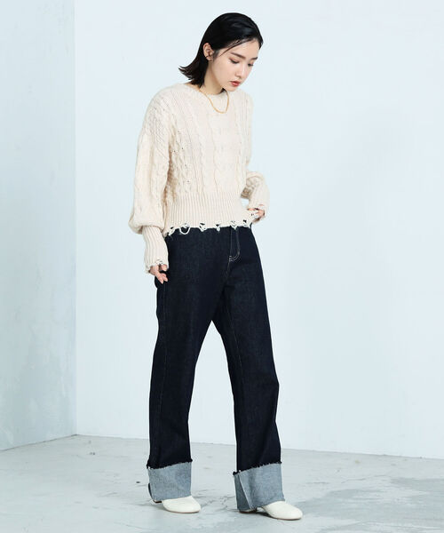 fredy emue（フレディエミュ）の「ロールアップデニムパンツ（デニムパンツ・レディース・ダークネイビー・38/36）」の8枚目の写真