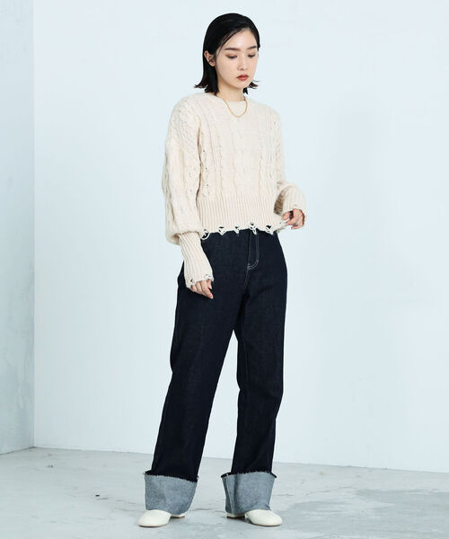 fredy emue（フレディエミュ）の「ロールアップデニムパンツ（デニムパンツ・レディース・ダークネイビー・38/36）」の11枚目の写真