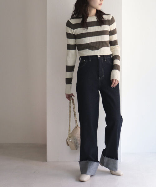 fredy emue（フレディエミュ）の「ロールアップデニムパンツ（デニムパンツ・レディース・ダークネイビー・38/36）」の12枚目の写真