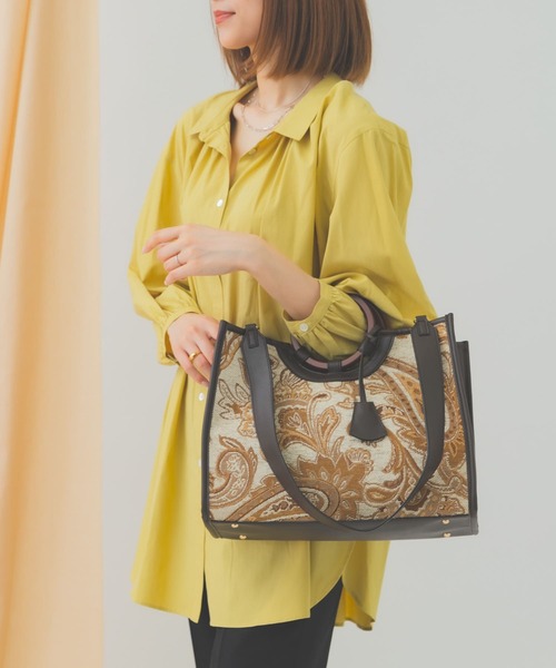 RODE SKO（ロデスコ）の「ジャガードウッドハンドルトート（トートバッグ・レディース・ブラウン・ONE）」の4枚目の写真