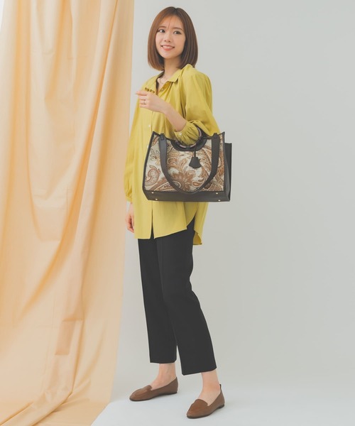 RODE SKO（ロデスコ）の「ジャガードウッドハンドルトート（トートバッグ・レディース・ブラウン・ONE）」の6枚目の写真