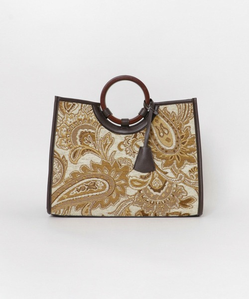 RODE SKO（ロデスコ）の「ジャガードウッドハンドルトート（トートバッグ・レディース・ブラウン・ONE）」の8枚目の写真