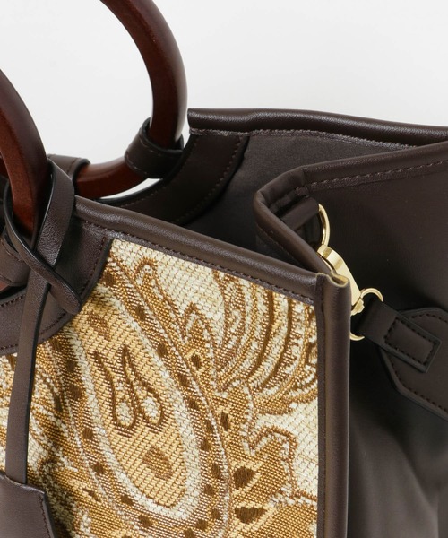 RODE SKO（ロデスコ）の「ジャガードウッドハンドルトート（トートバッグ・レディース・ブラウン・ONE）」の13枚目の写真