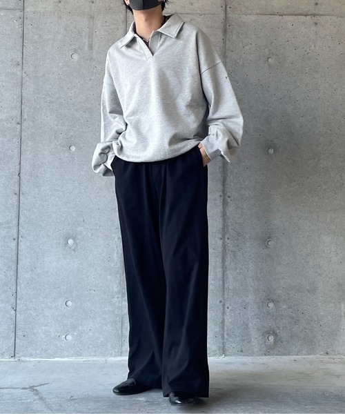 y/m by れぽすけ(イムバイレポスケ)の「スキッパーポロスウェットトップス(スウェット・メンズ・ブラック/杢グレー・MEDIUM/LARGE)」の20枚目の写真