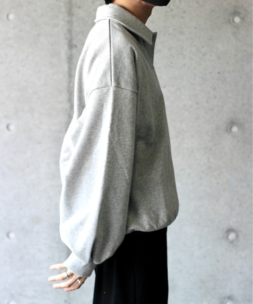 y/m by れぽすけ(イムバイレポスケ)の「スキッパーポロスウェットトップス(スウェット・メンズ・ブラック/杢グレー・MEDIUM/LARGE)」の16枚目の写真