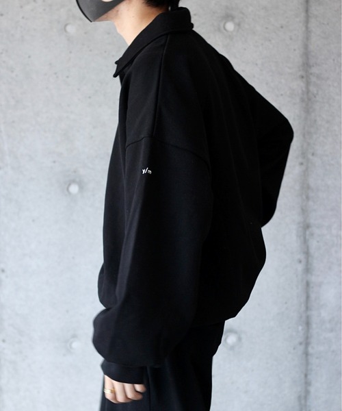 y/m by れぽすけ(イムバイレポスケ)の「スキッパーポロスウェットトップス(スウェット・メンズ・ブラック/杢グレー・MEDIUM/LARGE)」の6枚目の写真