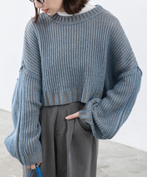 BONLECILL | ストライプ クロップドニットプルオーバー(ニット/セーター)