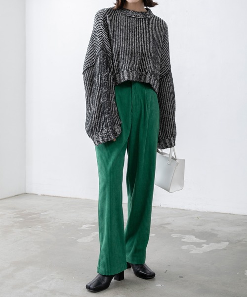 BONLECILL（ボンルシール）の「ストライプ クロップドニットプルオーバー（ニット/セーター・レディース・ブラウン/グリーン/ブラック/ワイン・FREE）」の10枚目の写真