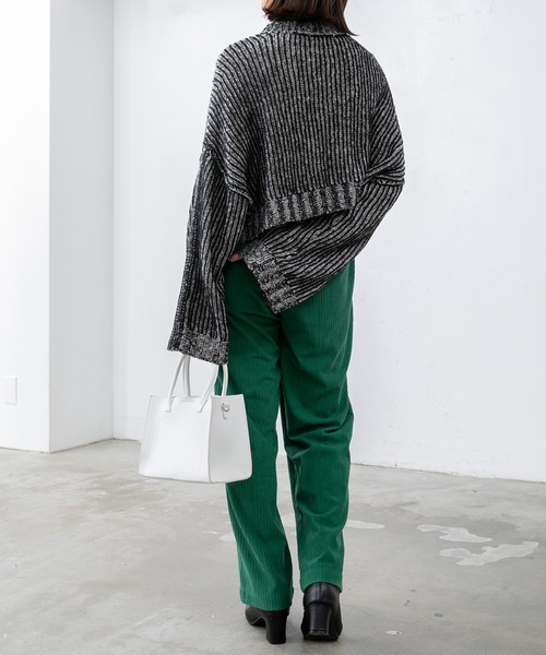 BONLECILL（ボンルシール）の「ストライプ クロップドニットプルオーバー（ニット/セーター・レディース・ブラウン/グリーン/ブラック/ワイン・FREE）」の12枚目の写真