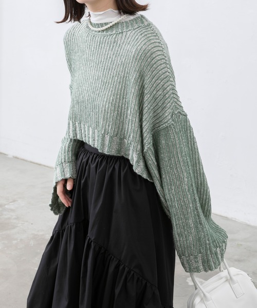 BONLECILL（ボンルシール）の「ストライプ クロップドニットプルオーバー（ニット/セーター・レディース・ブラウン/グリーン/ブラック/ワイン・FREE）」の22枚目の写真