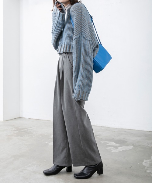 BONLECILL（ボンルシール）の「ストライプ クロップドニットプルオーバー（ニット/セーター・レディース・ブラウン/グリーン/ブラック/ワイン・FREE）」の18枚目の写真