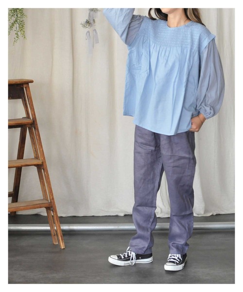 CALINER(カリネ)の「無地リネンゆったりイージーパンツ(その他パンツ・レディース・ホワイト/ブラック/ネイビー/モカ・M)」の7枚目の写真