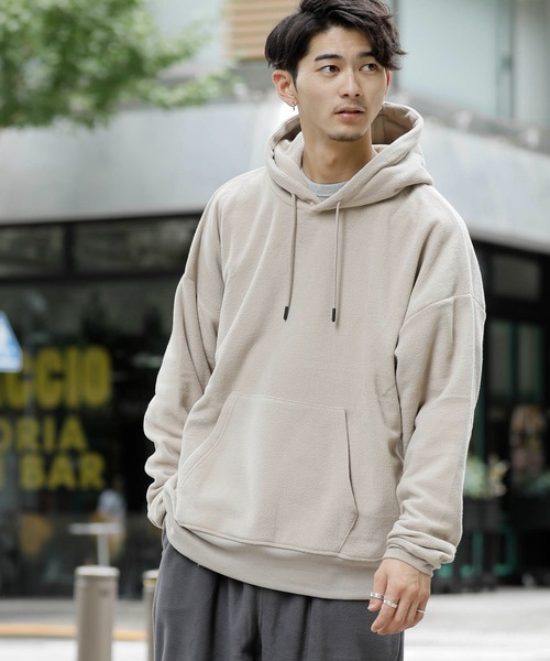 Beno（ビーノ）の「マイクロフリース リラックスオーバーシルエット プルオーバーパーカー（パーカー・メンズ・グリーン/グレイッシュブルー/ネイビー/ライトパープル/オフホワイト/グレイッシュベージュ/チャコールグレー/ブラック・S/L/XL/M）」の13枚目の写真