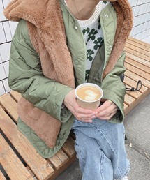 AS KNOW AS plus | ♪フェイクファーベスト付き 波キルティングコート（3WAYアウター）(ブルゾン)