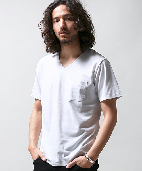 NANO universe（ナノユニバース）の「AntiSoaked(R) C/R Vneck T（Tシャツ/カットソー・メンズ・ホワイト/ブラック/ブルー/ネイビー・SMALL/LARGE/X-LARGE/MEDIUM）」の2枚目の写真