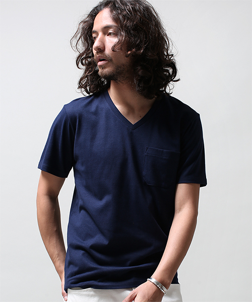 NANO universe（ナノユニバース）の「AntiSoaked(R) C/R Vneck T（Tシャツ/カットソー・メンズ・ホワイト/ブラック/ブルー/ネイビー・SMALL/LARGE/X-LARGE/MEDIUM）」の4枚目の写真