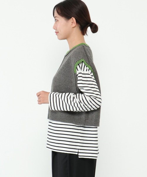 LBC（エルビーシー）の「アシメハンドステッチニットベスト（ベスト・レディース・グレー/ピンク・M）」の16枚目の写真