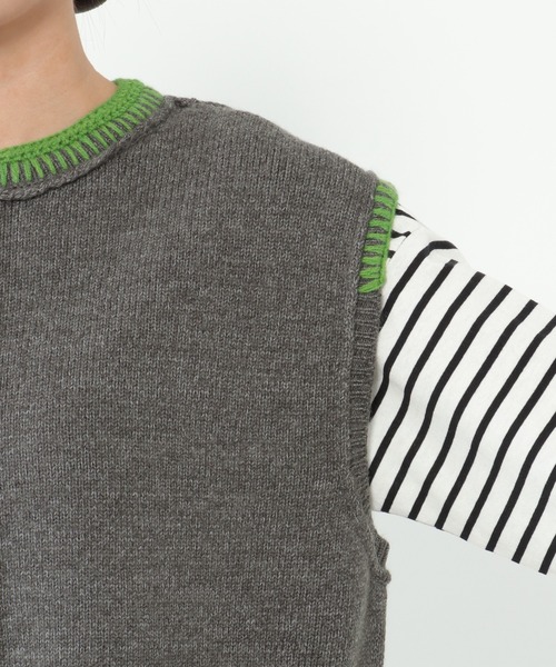 LBC（エルビーシー）の「アシメハンドステッチニットベスト（ベスト・レディース・グレー/ピンク・M）」の4枚目の写真