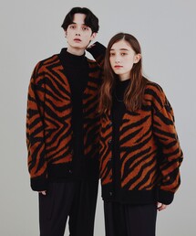 ◆【洗える】シャギーカラーニット アソートカーディガン