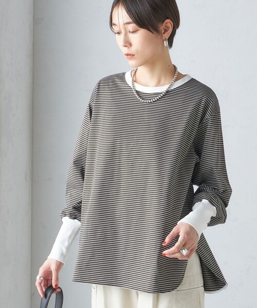 SHIPS(シップス)の「ロング リブ スリーブ カットソー ボーダー / ソリッド(Tシャツ/カットソー・レディース・オフホワイト/ホワイト系その他/ダークグレー/ブラック/ライトグレー/カーキ・ONE SIZE)」の6枚目の写真