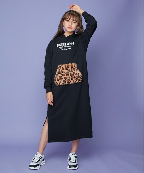 SISTER JENNI（SISTER JENNI）の「アニマルポケットパーカーマキシワンピ（ワンピース・キッズ・グレー/ベージュ/ブラック・160cm/150cm/140cm/130cm）」の6枚目の写真