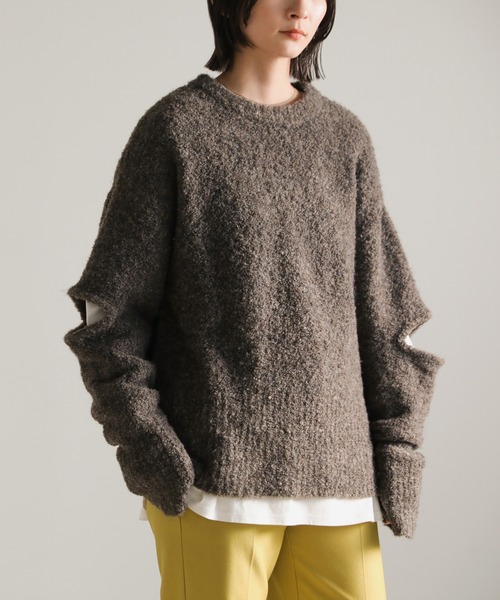 select MOCA（セレクトモカ）の「オープンスリーブブークレーニット（ニット/セーター・レディース・オリーブ/ブルー/チャコール・FREE）」の13枚目の写真