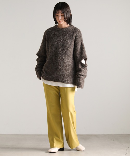 select MOCA（セレクトモカ）の「オープンスリーブブークレーニット（ニット/セーター・レディース・オリーブ/ブルー/チャコール・FREE）」の5枚目の写真